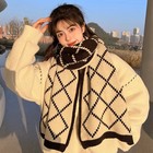 Winter Women Men Scarf Double-sided Woolen Knitted Plaid Scarf Small Soft Warm C