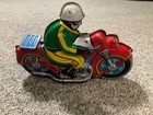Vintage 1950 s Tin Litho Auto Racer Motorcycle Friction Toy Japan Original Box