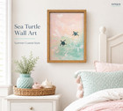 Framed Coastal Turtle Wall Art ocean Animal Picture summer Wall Decor   Tropical