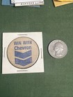 Obsolete Win With Chevron Gas Advertising Indian Wooden Nickel Token