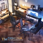 51 Inch L Shaped Gaming Desk With Led Light  Corner Desk With 2 Monitor Stands