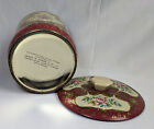 Vintage George W  Horner   Co Floral Red Gold Tin Metal Lid Container Canister