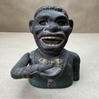 Antique Cast Iron Jolly        Coin Bank Mechanical Black Americana Working