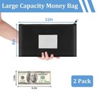 2 Pack Money Bags With Zipper Pu Leather Cash Deposit Bank Pouch Bill Document
