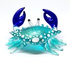 Blown Glass Blue Crab Figurine Handmade Miniature Ornament Coastal Collectible