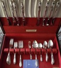 New Unused Vintage Community Silver Plate White Orchid Flatware For 8  44 Pieces