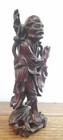 Vintage Oriental Asian Hand Carved Wood Wise Man Sculpture Figure 11 Inches