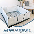 Ezwhelp Ezclassic 48  X 48  Puppy Dog Whelping Box Playpen W rails   Liner  Gray
