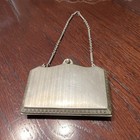 Vintage Marathon Silver Tone Metal Cosmetic Finger Compact Case With Chain 