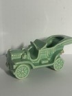 Antique Green Glossy Ceramic Car Planter  Mid 20th Century Vintage