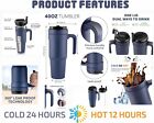 40 Insulated Stainless Steel Tumbler Mug Travel Coffee Mug With Vacuum   Handle