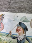 J p Coats Thread Victorian Trade Card Boy Butterfly Poppy Chromolithograph