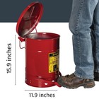 Galvanized Steel 6 Gallon Oil Waste Can Foot Operated Lid Red Oil Rag Safe