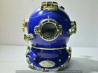18  Antique Blue Diving Helmet Us Navy Mark V Scuba Deep Sea Marine Vintage Gift