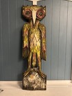 Vintage 36    Hand Carved   Painted Owl Wall Hanging Home Decor Rare Unique Gift
