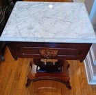 Italian Marble Top Tose Carved Harp lyre Accent Table