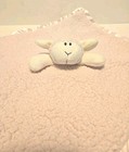 Stephan Baby Pink Plush Lamb Sheep Security Blanket Lovey Sherpa Satin Trim