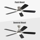 52 Inch Brushed Nickel Ceiling Fan With Light And Remote Noiseless Dimmable 3cct