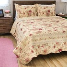 Beautiful Chic Romantic Shabby Pink Red Green Gold Yellow Rose Leaf Quilt Set