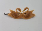 Antique C1930s Bakelite Hair Clip Of 2 Swans Goody  swans A Swimming  Barrette