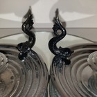 Pair Vintage 1930s Art Deco Chase Chrome Candleholders Koi Fish Bakelite Handles