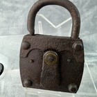 Antique Vtg Old Padlock Cast Iron Lock   Barrel Key Works B273