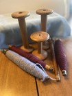 Lot Of 7 Primitive Industrial Textile Mill Wooden Spools   Bobbins Vintage 