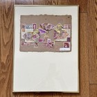 Golda Lewis Mixed Media Collage Art Stamp Red gold Philatelic Signed Papermaking