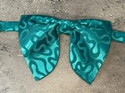 Handmade Oversized Teal Green Satin Bow Tie Vintage Style 70 s Wedding Prom