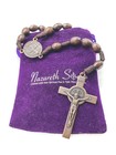 St Benedict Wood Rosary Cord Beaded Chaplet Wood Beads Saint Medal   Cross 
