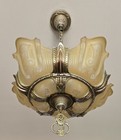 Vintage Antique 5 Bulb Chandelier Glass Slip Shade Globe Mfg  Fixture Light