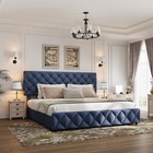 Full Queen King Size Bed Frame W 4 Drawers linen Upholstered Platform Bed Frame