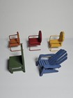 Lot Of  5  Vintage Dollhouse Miniature Chairs 3 Metal 2 Wooden Mini Furniture 