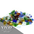 Vivid Sea Glass Large Fireplace Fire Pit Glass Crystals Blue Green Clear Amber