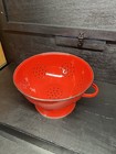 A Lovely Vintage Mid Century Modern Large Red Enamelware Red Metal Colander