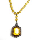 Antique 1920s Art Deco Czech Amber Glass Necklace 