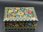Vintage Colorful Floral Embossed Hinged Metal Tin - Made In England