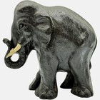 Vintage Elephant Figurine Statue Decor Wood Carved Animal Sculpture