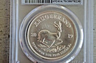 2019 South Africa 1 Oz Silver Krugerrand Pcgs First Day Of Issue Graded Ms70