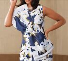 22w Plus Ashro Blue White Formal Wedding Party Church Lanella Bow Sheath Dress