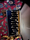 Vintage Brazil 900 Silver Set Of 12  Demitasse Spoons And Sugar Spoon In Box