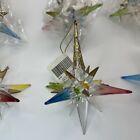Vtg 3d Acrylic Atomic Starburst Christmas Ornaments Stars Gold Tip Lot Of 6