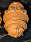 Vintage Carved Wood Urn Finials Pair Fluted Pediment Clock Bed Post Salvage