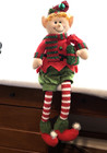 Vtg Christmas Elf Pixie Shelf Sitter Cloth Doll 20 