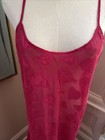 Vtg 90s Victoria s Secret Pink Sheer Raised Hearts Maxi Adjustable Straps Size L