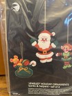 Bucilla New Vtg Santa And Helper Christmas Felt Applique Jeweled Ornament Kit