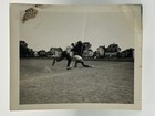 Vintage Photo Boys Playing Baseball Game Running Base Catching Ball