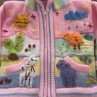 Handmade 2-sided Embroidered Peruvian Girls Sweater-pink-farm Animals - 3t  ish 