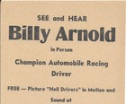 1933 Handbill     See   Hear Billy Arnold At Yavapai Motors In Prescott Arizona