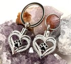 Pet Cremation Pendant Urn Keychain 1  Key Ring For Ashes Dog Cat Paw Print Heart